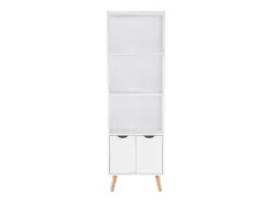 Biblioteca* Estante Fiano com 3 prateleiras e 2 portas dobráveis ​​inferiores, 160x50x30 cm Branco