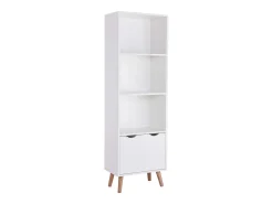 Biblioteca* Estante Fiano com 3 prateleiras e 2 portas dobráveis ​​inferiores, 160x50x30 cm Branco