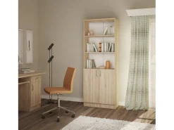 Consola| Estante haaus Flint, com portas inferiores e 2 prateleiras, Carvalho Sonoma, 70 x 32 x 196 cm Bege