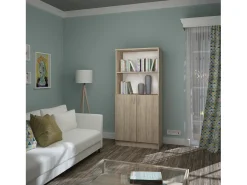 Estante haaus Flint, com portas inferiores e 1 prateleira, Carvalho Sonoma, 70 x 32 x 159 cm^ Consola