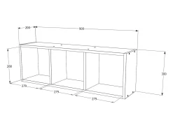 Prateleira* Estante haaus Lira, 3 gavetas, , 90 x 20 x 30 cm Branco