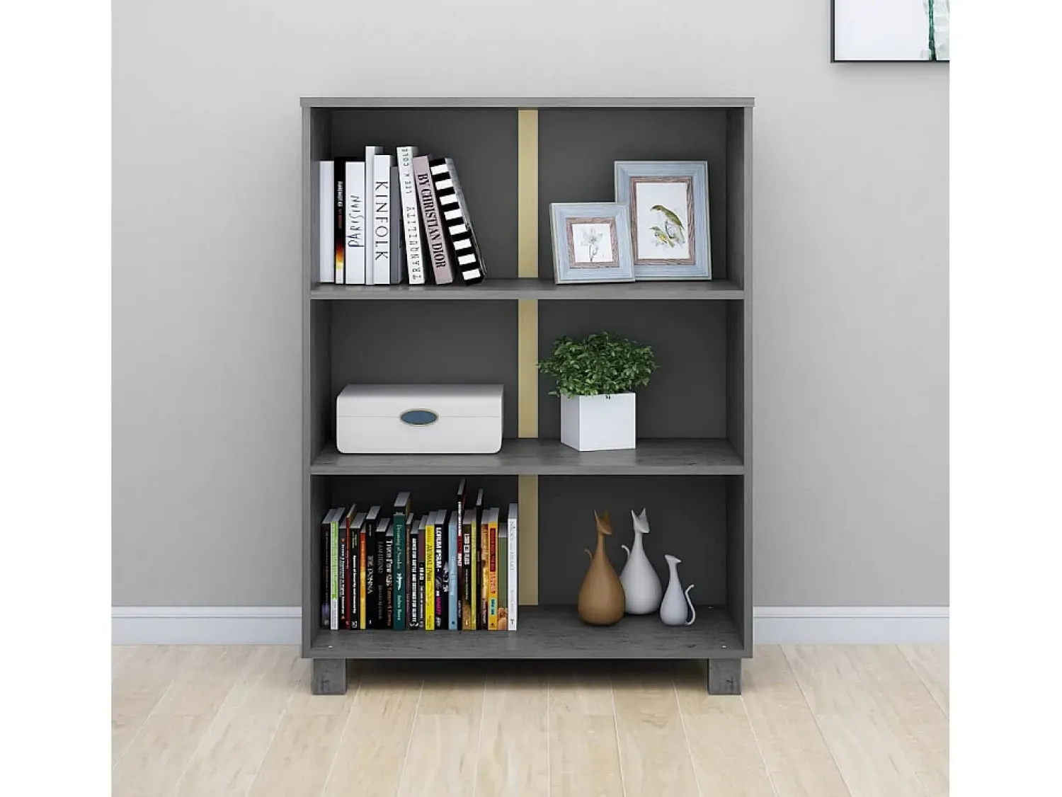 Clearance Estante HAMAR 85x35x112 cm pinho maciço cinza-escuro PT668754 Cinzento
