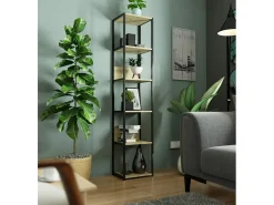 Akord Estante Industrial Loft Preta/Carvalho Artisan 40 cm^ Prateleira