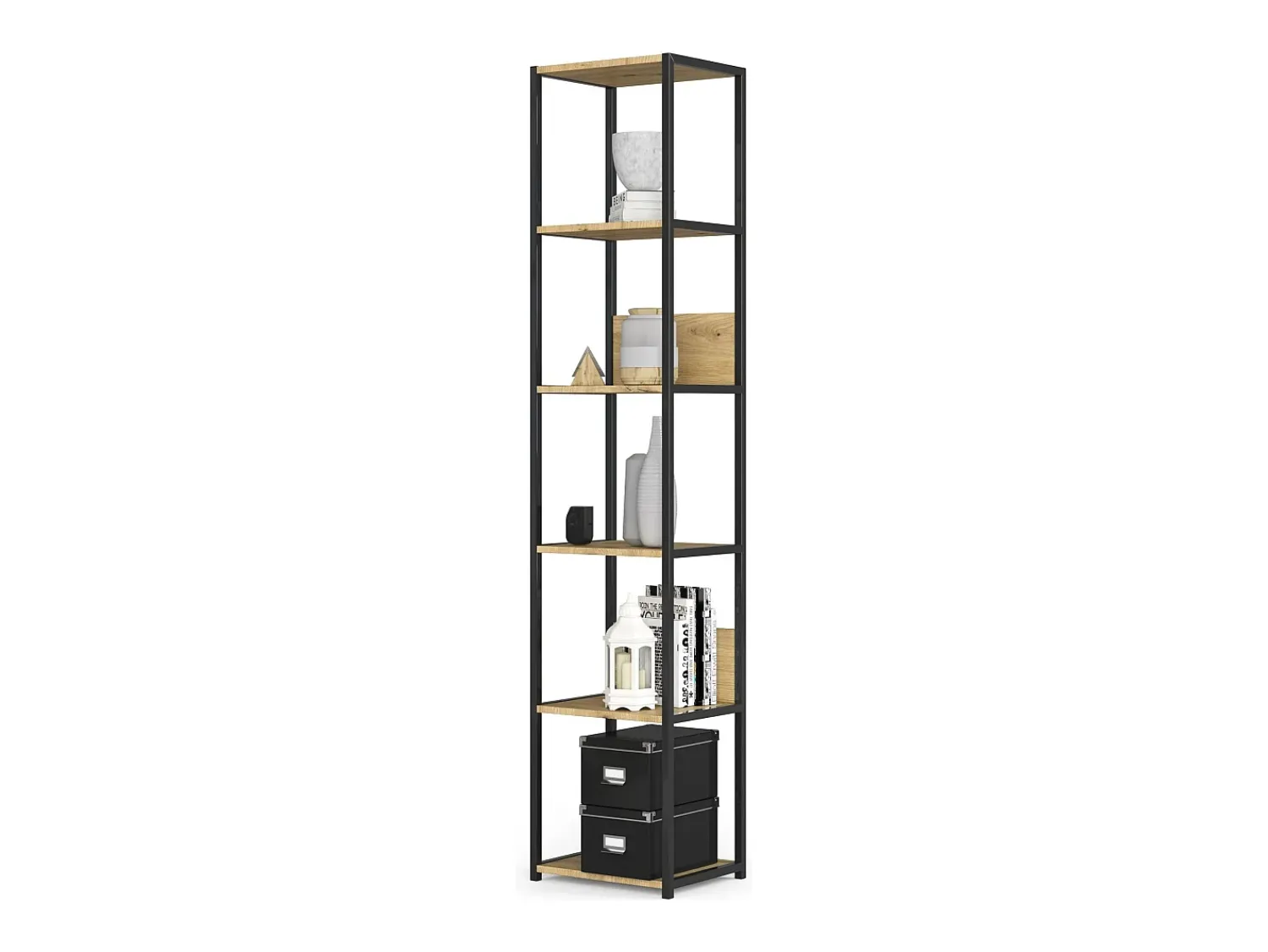 Akord Estante Industrial Loft Preta/Carvalho Artisan 40 cm^ Prateleira
