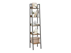 Estante industrial preta com 5 prateleiras escada para livros loft modern^ Prateleira