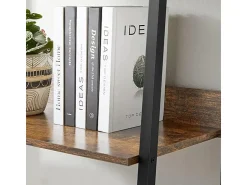 Estante industrial preta com 5 prateleiras escada para livros loft modern^ Prateleira