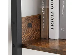 Estante industrial preta com 5 prateleiras escada para livros loft modern^ Prateleira