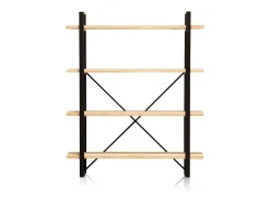 Basic Estante Industrial Tábua 150x180x35 cm Preto e Madeira^ Prateleira