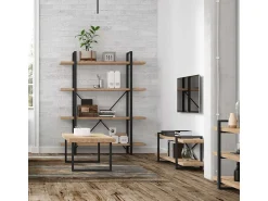 Basic Estante Industrial Tábua 150x180x35 cm Preto e Madeira^ Prateleira