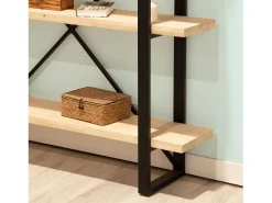 Basic Estante Industrial Tábua 150x180x35 cm Preto e Madeira^ Prateleira