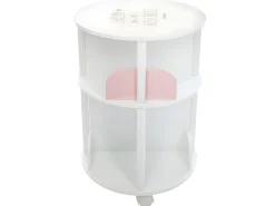 Biblioteca|Atmosphera Estante infantil redonda com 4 prateleiras e rodas, 40 cm, melamina branca/ Rosa