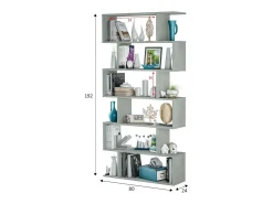Biblioteca*Dmora Estante Joliet, Estante alta dupla face, Prateleira divisória com 5 prateleiras, Estante de escritório moderna, 80x24h192 cm, Cinza concreto Cinzento