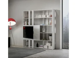Biblioteca|ITAMOBY Estante Kato H com suporte para TV cinza branca Branco