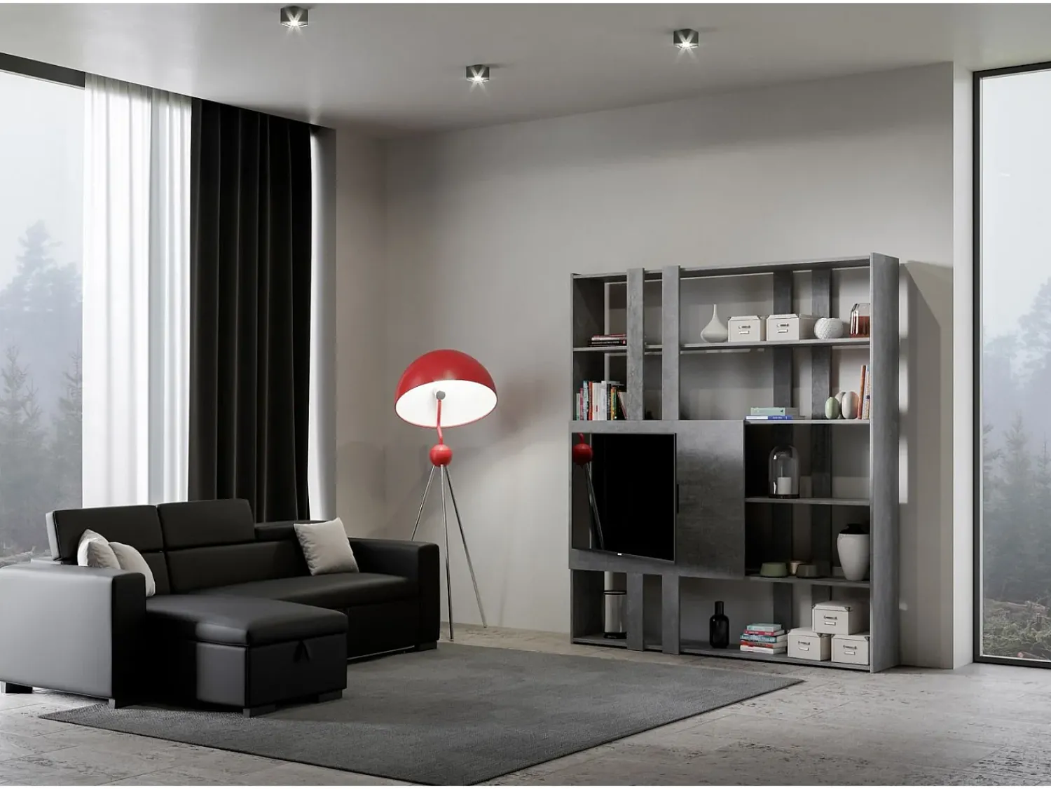 Outlet ITAMOBY Estante Kato H com suporte para TV cimento Cinzento