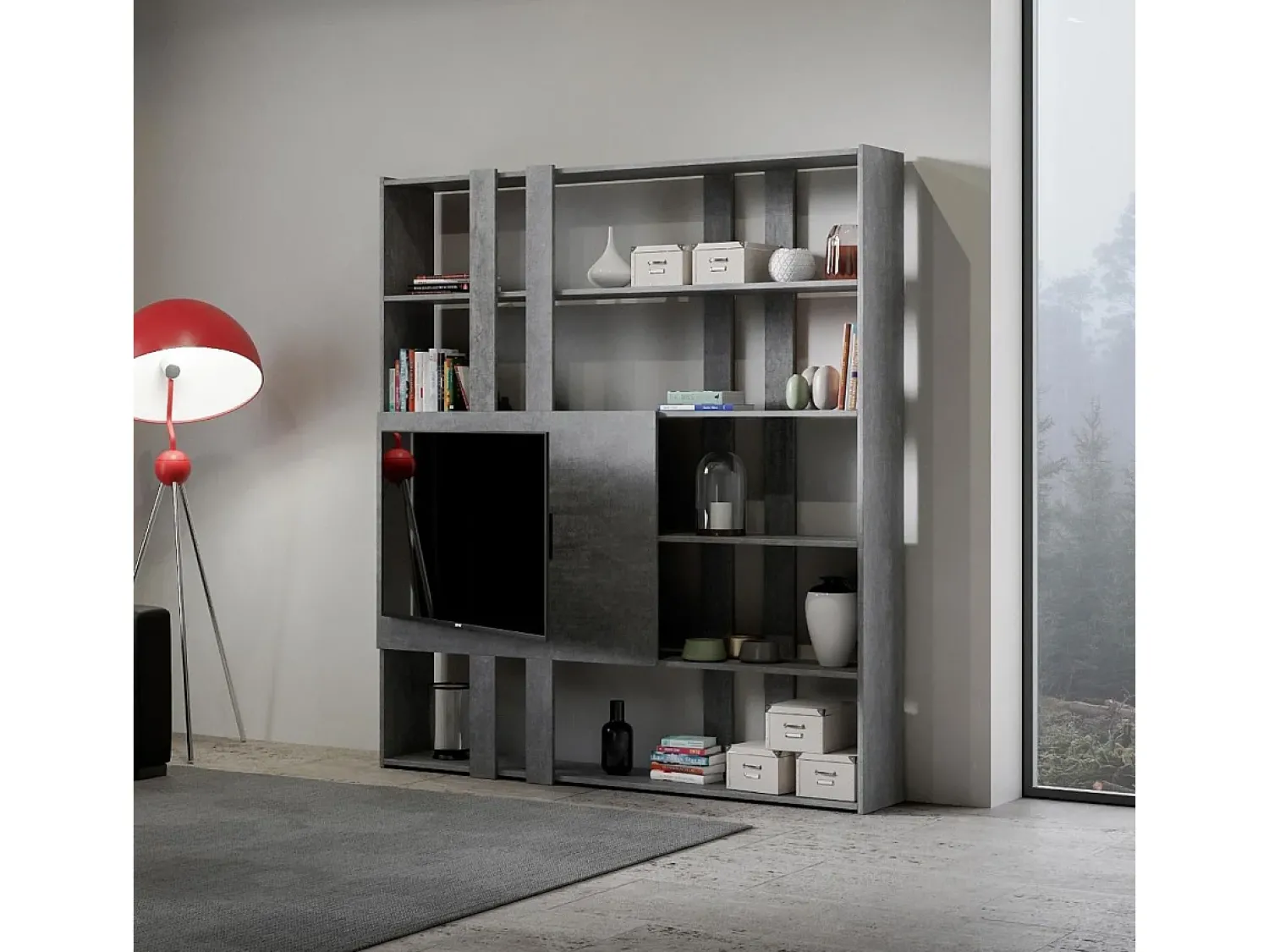 Outlet ITAMOBY Estante Kato H com suporte para TV cimento Cinzento