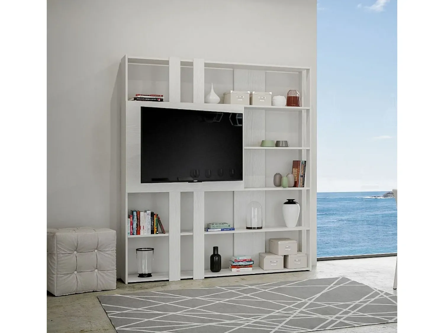 ITAMOBY Estante Kato L com suporte para TV cinza branca Branco