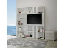 ITAMOBY Estante Kato L com suporte para TV cinza branca Branco