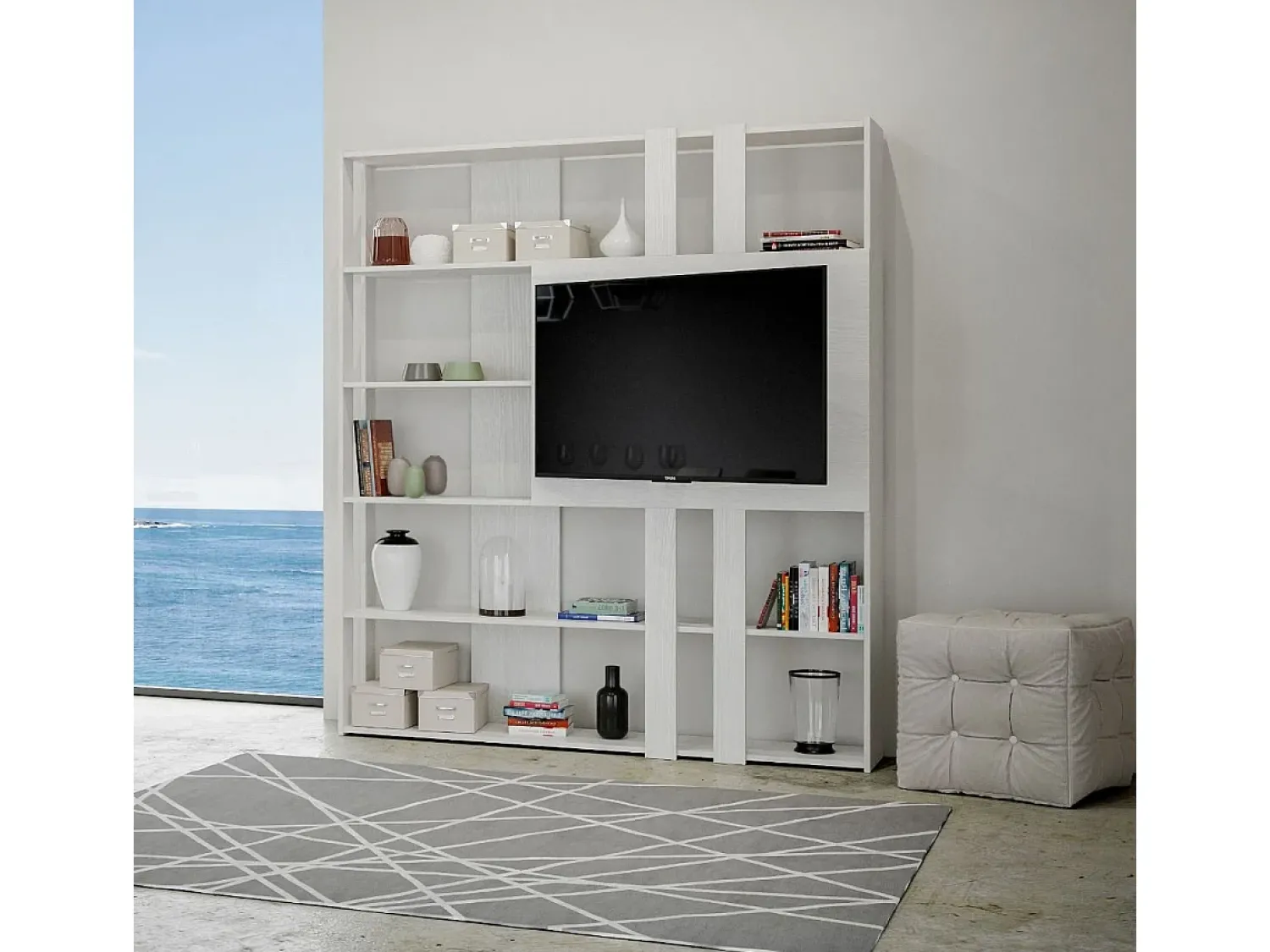 ITAMOBY Estante Kato L com suporte para TV cinza branca Branco
