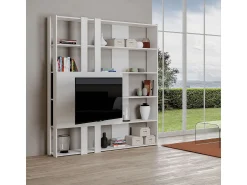 Biblioteca*ITAMOBY Estante Kato M com suporte para TV cinza branca Branco