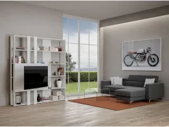 Biblioteca*ITAMOBY Estante Kato M com suporte para TV cinza branca Branco