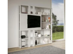 Biblioteca|ITAMOBY Estante Kato N com suporte para TV cinza branca Branco