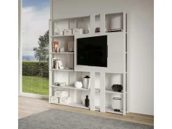 Biblioteca|ITAMOBY Estante Kato N com suporte para TV cinza branca Branco