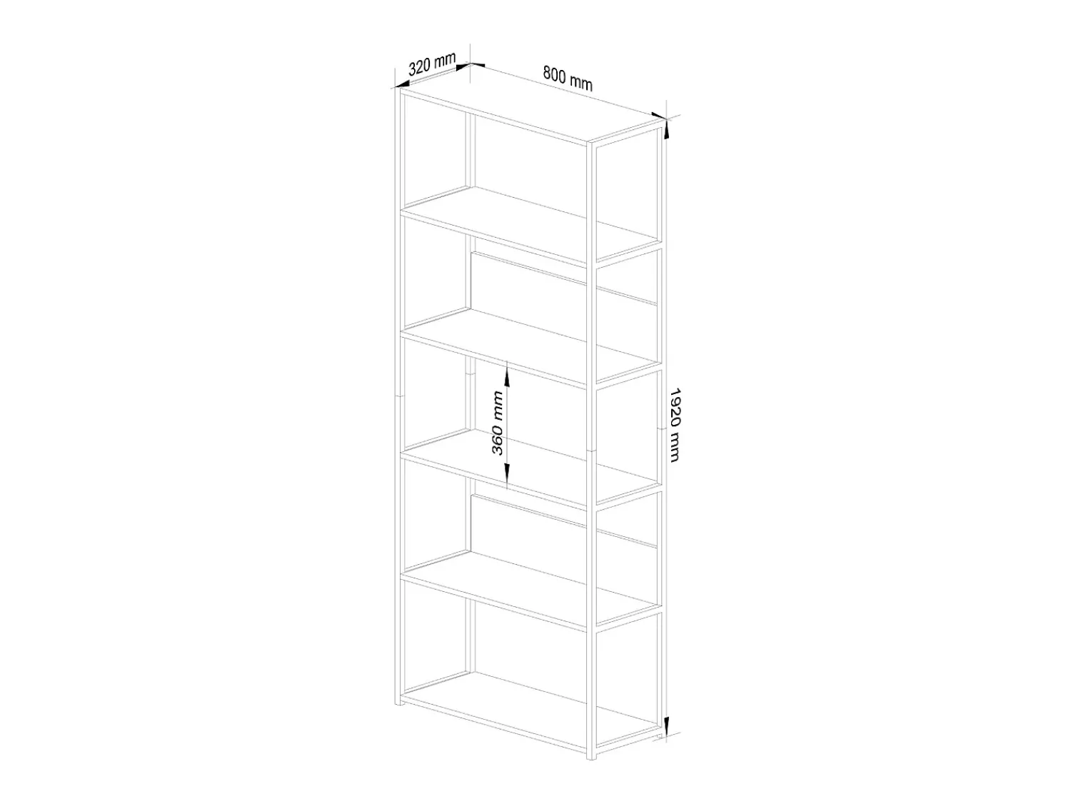 Prateleira|Akord Estante Loft Metálica 80 cm - Branco/Carvalho Sonoma - 6 Prateleiras Natural claro / Branco