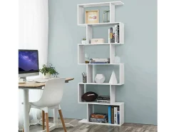 Hot Dmora Estante Lucio, Armário com prateleiras, Biblioteca de escritório, 100% Fabricado na Itália, 80x25h192 cm, brilhante Branco