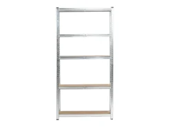 Prateleira|Akord Estante Metálica Prateada 90x30x180 cm - 5 Prateleiras Robustas, Suporta até 175 kg Cada, MDF e Aço Galvanizado, Montagem Fácil Prateado
