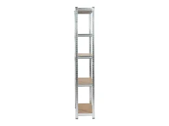 Prateleira|Akord Estante Metálica Prateada 90x30x180 cm - 5 Prateleiras Robustas, Suporta até 175 kg Cada, MDF e Aço Galvanizado, Montagem Fácil Prateado