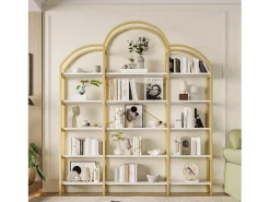 Biblioteca*ModernLuxe Estante moderna em metal 170×26×190 cm - formato nuvem - 5 níveis de armazenamento - + branco Dourado