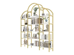 Biblioteca*ModernLuxe Estante moderna em metal 170×26×190 cm - formato nuvem - 5 níveis de armazenamento - + branco Dourado