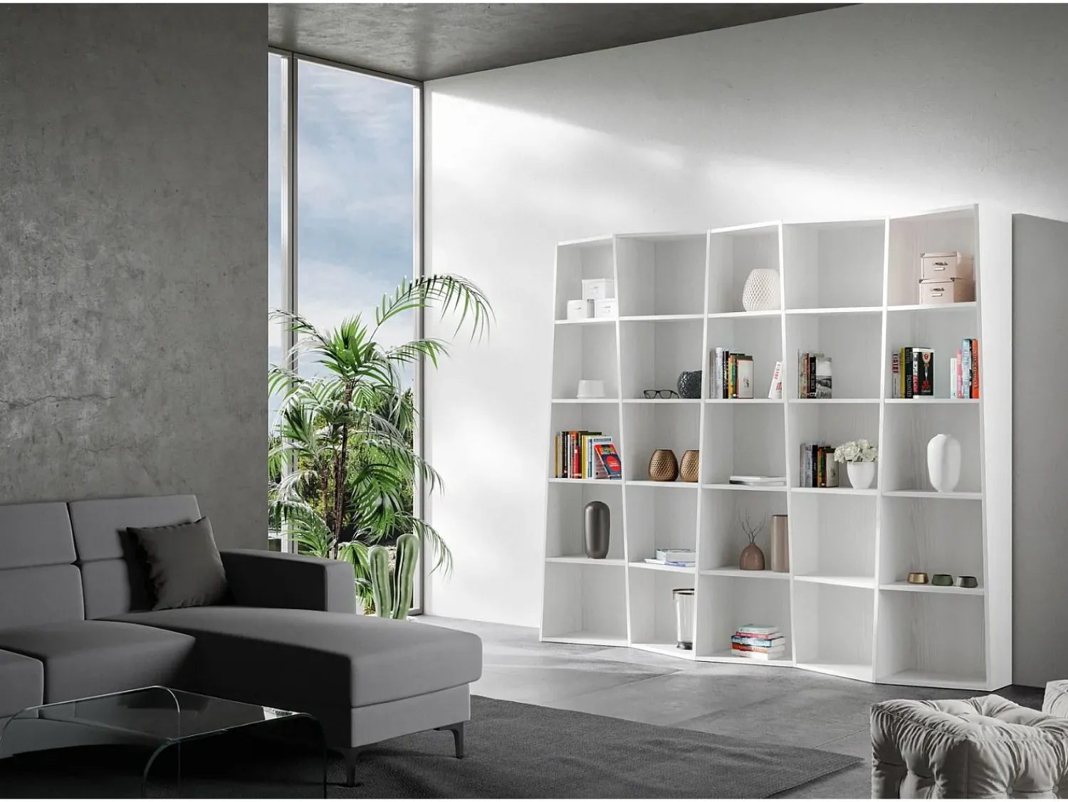 Biblioteca*ITAMOBY Estante moderna Trek 5 elementos cinza branca Branco