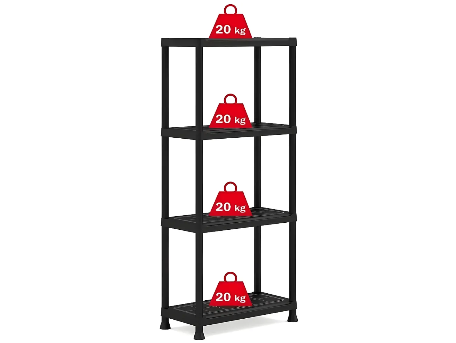 Keter Estante Modular Preta 4 Prateleiras | Resistente à Umidade 60 x 30 x 135 cm^ Prateleira