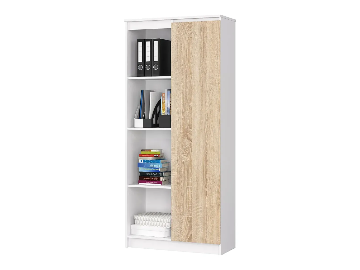 Discount Akord Estante Modular R80 1 Porta e 4 Prateleiras Cor Branco/Carvalho de Sonoma Natural claro / Branco