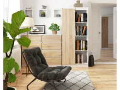 Discount Akord Estante Modular R80 1 Porta e 4 Prateleiras Cor Branco/Carvalho de Sonoma Natural claro / Branco