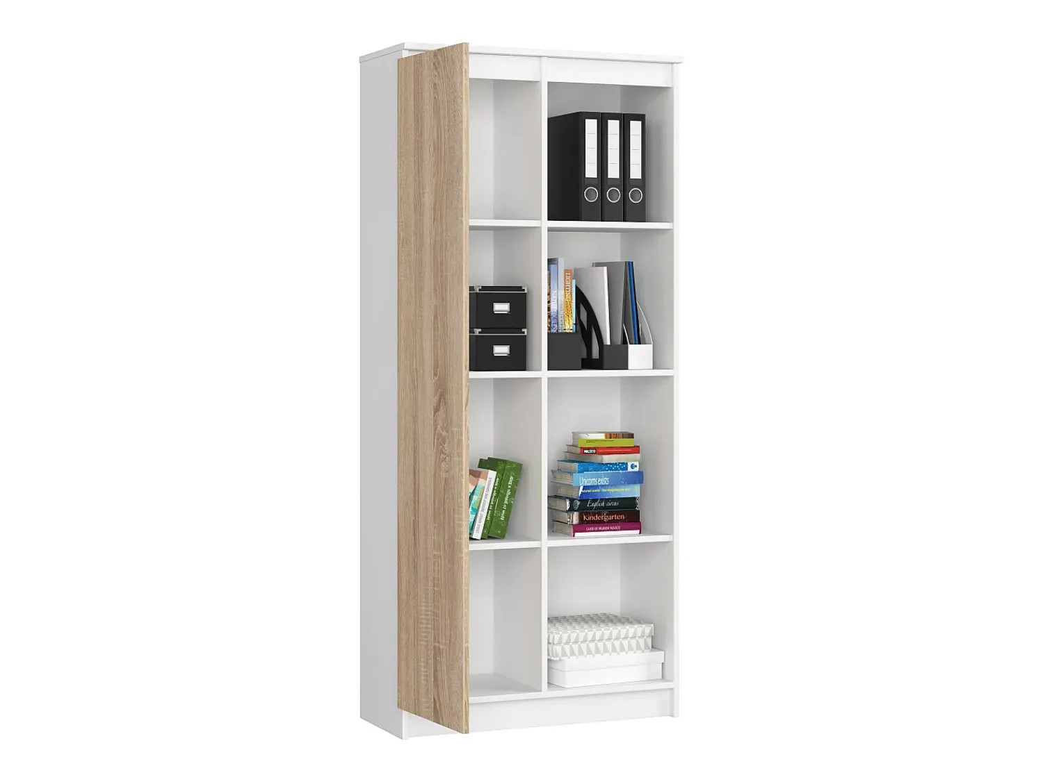 Discount Akord Estante Modular R80 1 Porta e 4 Prateleiras Cor Branco/Carvalho de Sonoma Natural claro / Branco