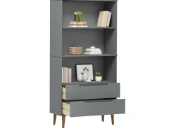 Biblioteca* Estante MOLDE 85x35x170,5 cm pinho maciço PT462024 Cinzento