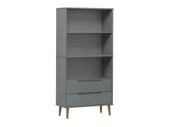 Biblioteca* Estante MOLDE 85x35x170,5 cm pinho maciço PT462024 Cinzento