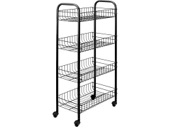 Móvel De Arrumação|METALTEX Estante Multifuncional 4 Prateleiras PISA BLACK 41x23x84 cm Preto