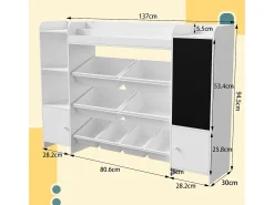 Clearance Estante multifuncional infantil - baú de armazenamento, prateleiras, prancheta, 137x94,5 cm Preto