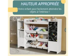 Clearance Estante multifuncional infantil - baú de armazenamento, prateleiras, prancheta, 137x94,5 cm Preto