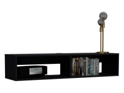 Móvel De Tv|TuHome Estante multimédia em melamina Rockwood com duas prateleiras, 25.3 cm X 121.1 cm X 32 cm , Preto
