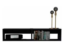 Móvel De Tv|TuHome Estante multimédia em melamina Rockwood com duas prateleiras, 25.3 cm X 121.1 cm X 32 cm , Preto