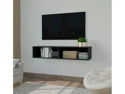Móvel De Tv|TuHome Estante multimédia em melamina Rockwood com duas prateleiras, 25.3 cm X 121.1 cm X 32 cm , Preto