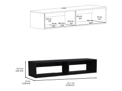 Móvel De Tv|TuHome Estante multimédia em melamina Rockwood com duas prateleiras, 25.3 cm X 121.1 cm X 32 cm , Preto