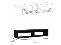 Móvel De Tv|TuHome Estante multimédia em melamina Rockwood com duas prateleiras, 25.3 cm X 121.1 cm X 32 cm , Preto