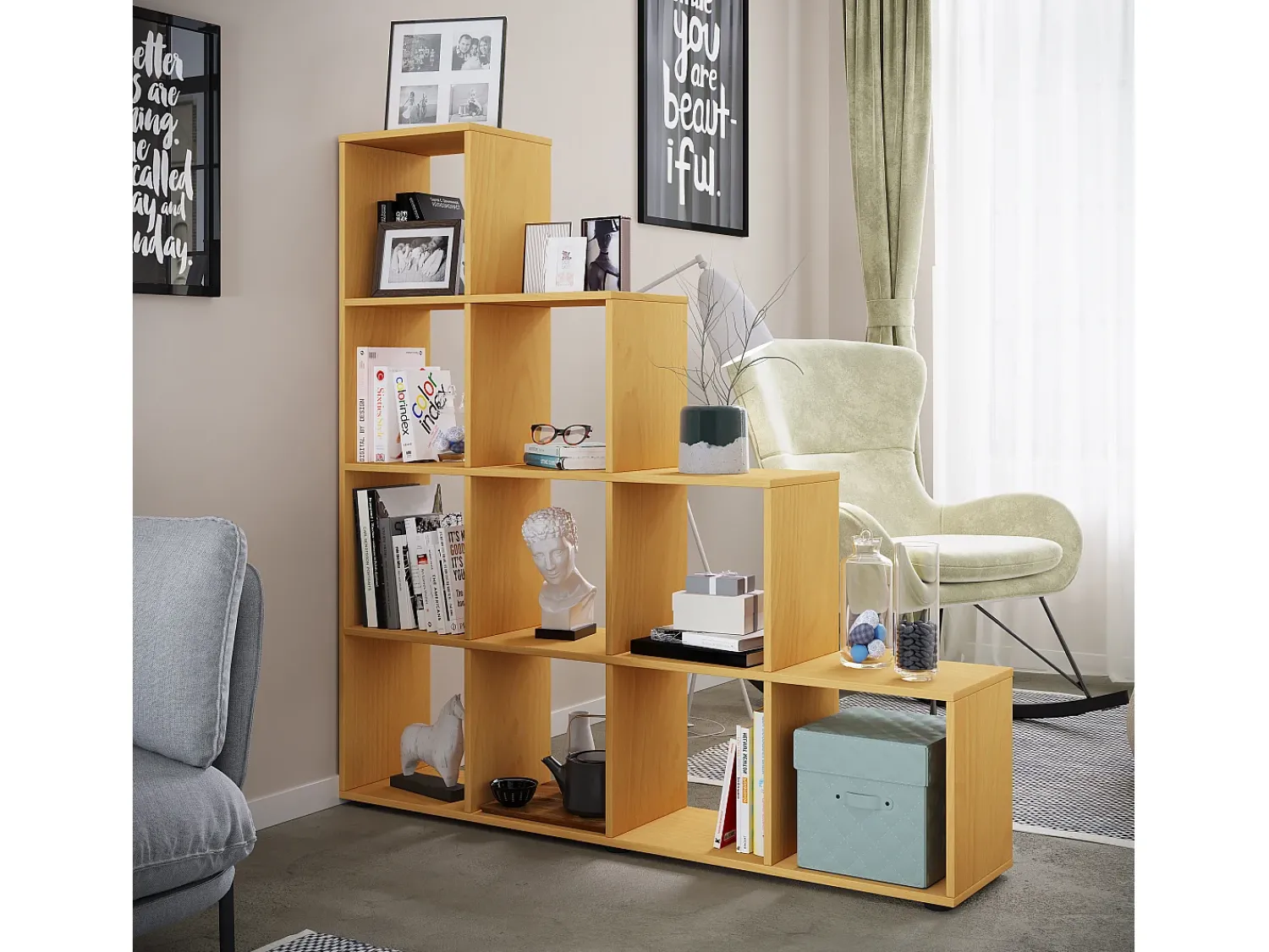 Prateleira|VCM Estante Napoli Livro A. 139 x L. 143 x P. 29 cm Multicor