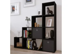 Prateleira|VCM Estante Napoli Preto A. 139 x L. 143 x P. 29 cm Multicor