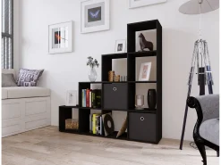 Prateleira|VCM Estante Napoli Preto A. 139 x L. 143 x P. 29 cm Multicor